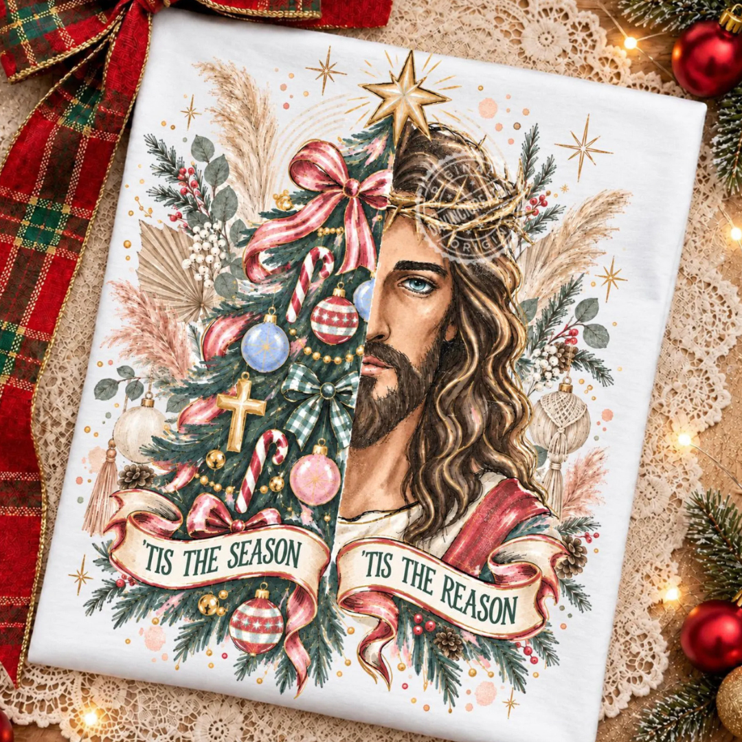Made to Order | Christmas Season Jesus Graphic Tee or Sweatshirt in Multiple Printing Options on White