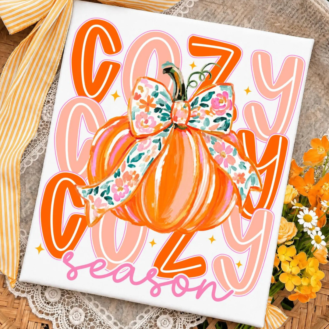Made to Order | Cozy Pumpkin Design Tee or Sweatshirt in Multiple Printing Options on White
