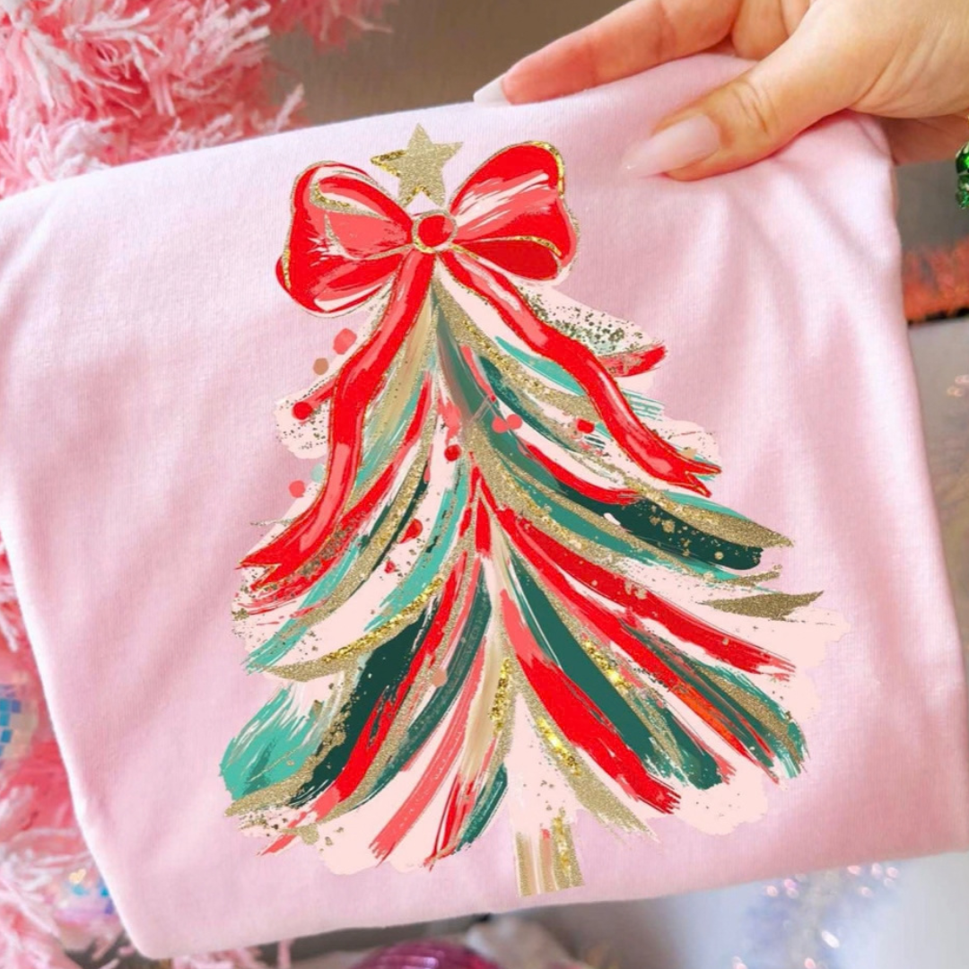 Made to Order | Cute Tree Design Graphic Tee or Sweatshirt in Multiple Printing Options on Light Pink