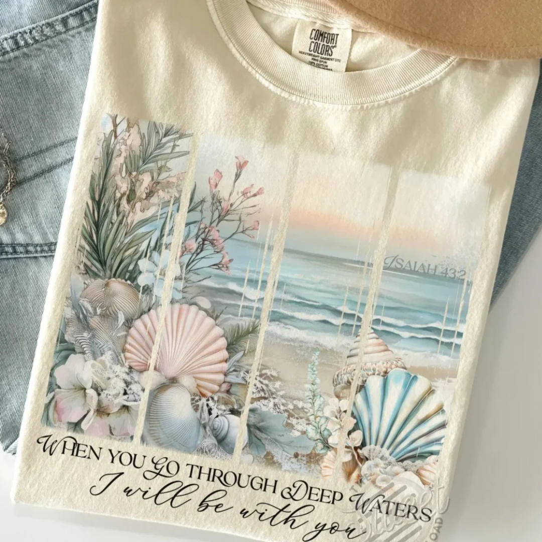 Made to Order | Deep Waters Design Tee or Sweatshirt in Multiple Printing Options on Cream