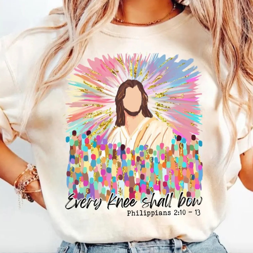 Made to Order | Every Knee Shall Bow Graphic Tee or Sweatshirt in Multiple Printing Options on Ivory
