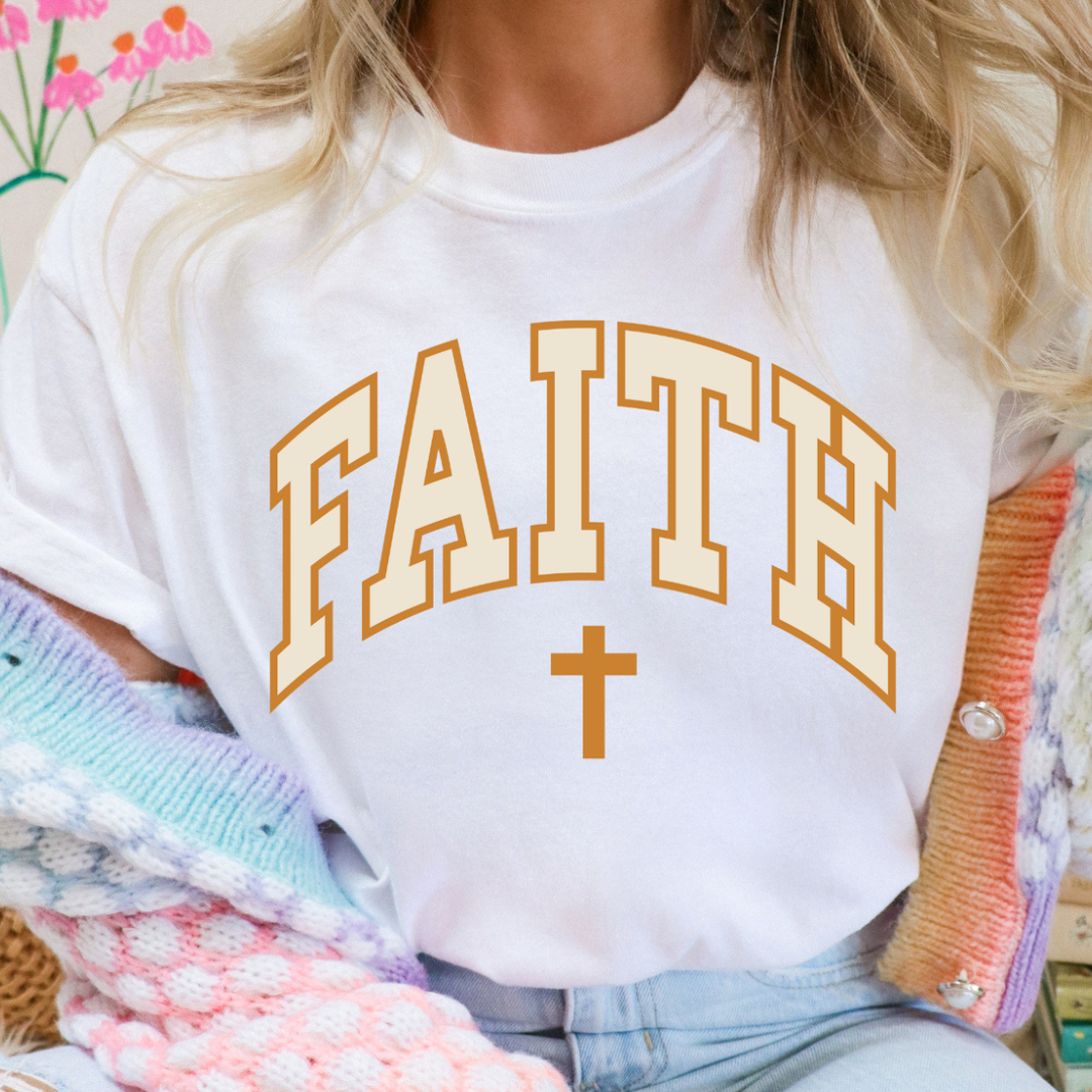 Made to Order | Faith Cross Graphic Tee or Sweatshirt in Multiple Printing Options on White