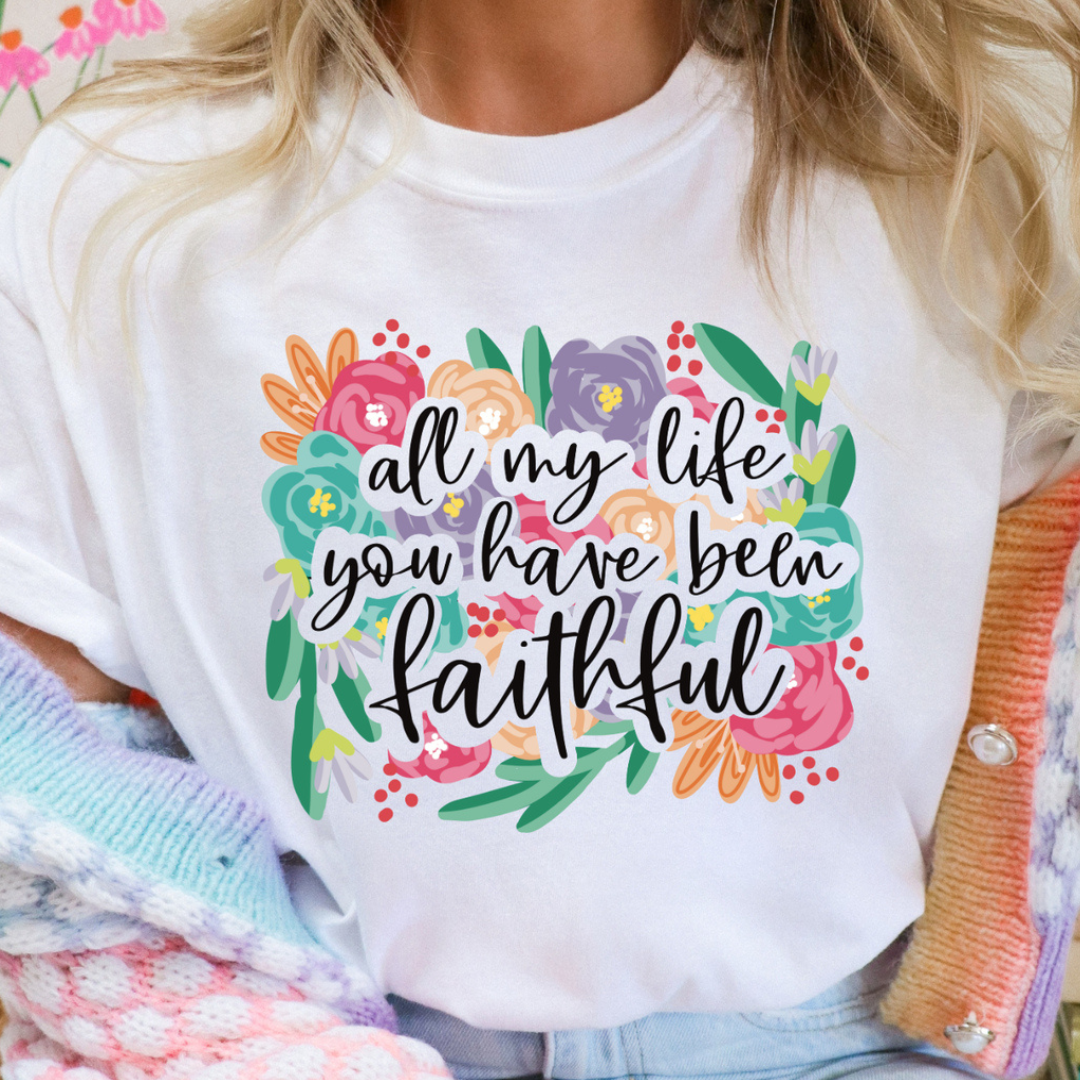 Made to Order | Faithful Floral Graphic Tee or Sweatshirt in Multiple Printing Options on White