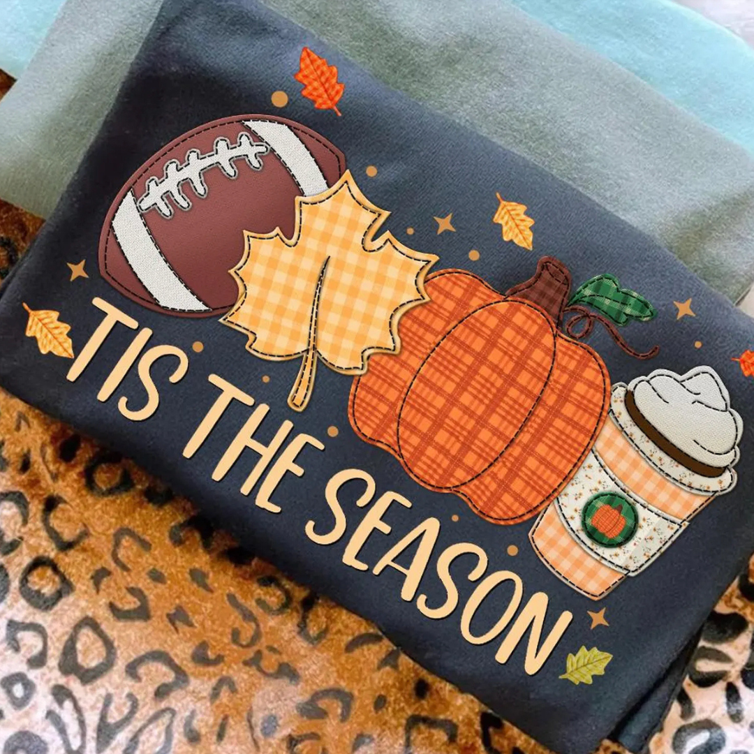 Made to Order | Fall Tis The Season Graphic Design Tee or Sweatshirt in Multiple Printing Options on Black