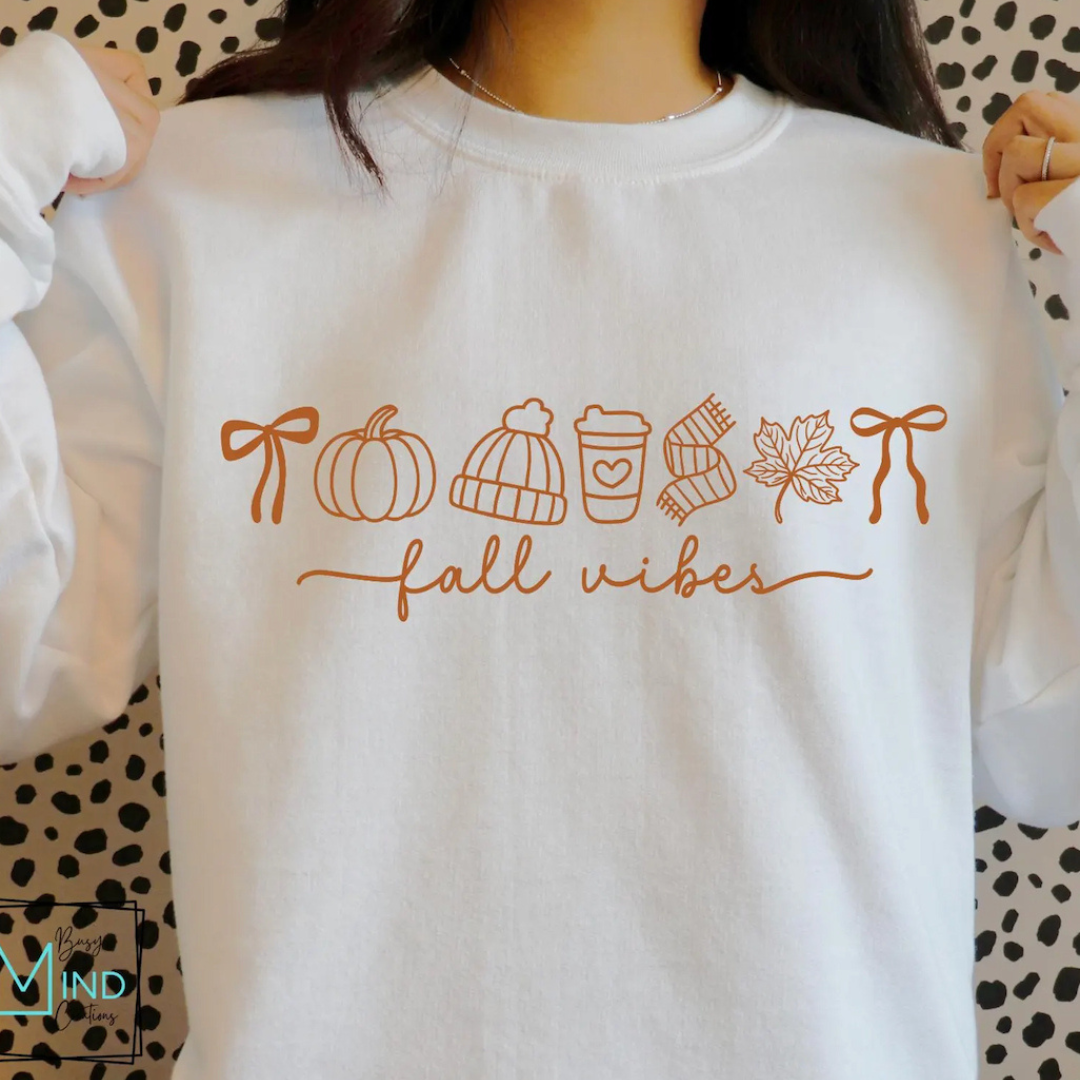 Made to Order | Fall Vibes Graphic Design Tee or Sweatshirt in Multiple Printing Options on Ivory