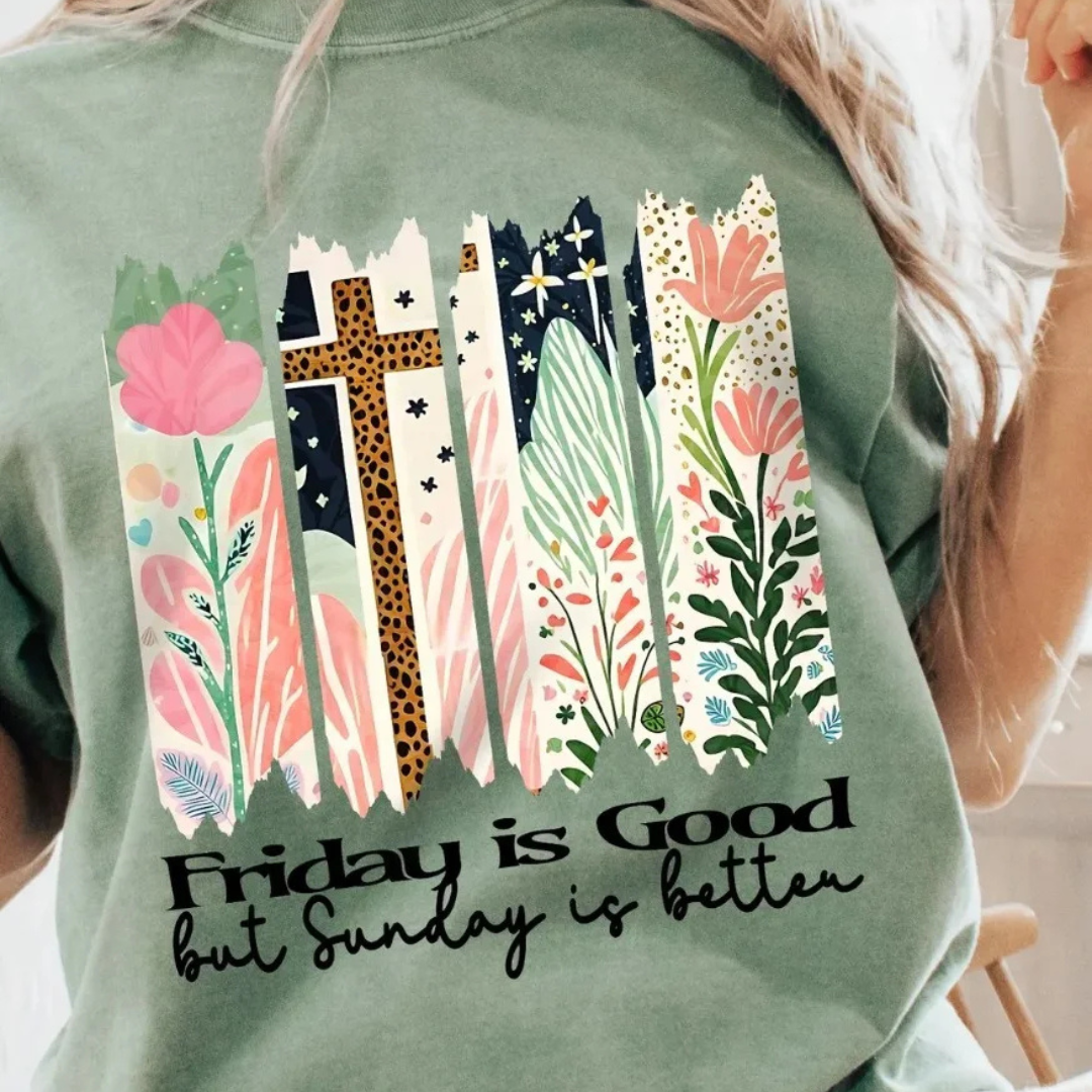 Made to Order | Friday Is Good Graphic Tee or Sweatshirt in Multiple Printing Options on Olive Green