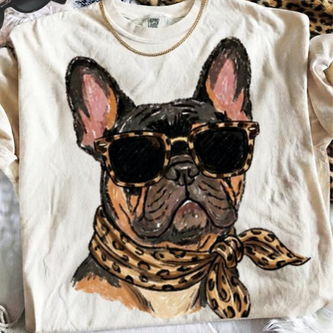 Made to Order | Glam Frenchie Graphic Tee or Sweatshirt in Multiple Printing Options on Ivory or Black