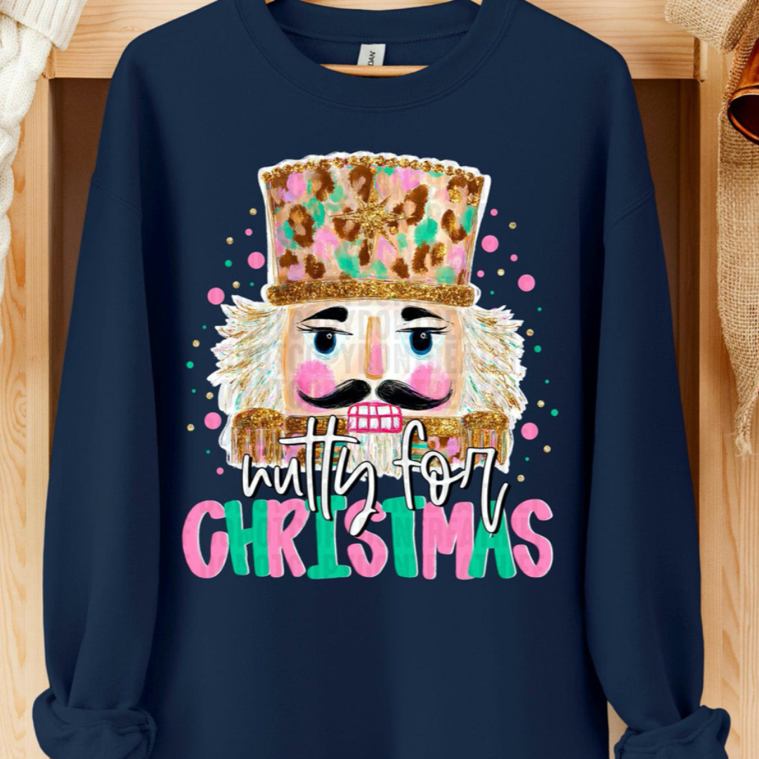 Made to Order | HOLIDAY Preppy Nutcracker Graphic Tee or Sweatshirt in Multiple Printing Options on Navy Blue