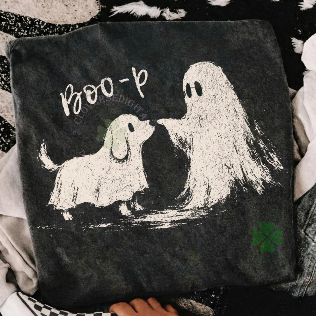 Made to Order | Halloween Boo-p Design Tee or Sweatshirt in Multiple Printing Options on Black
