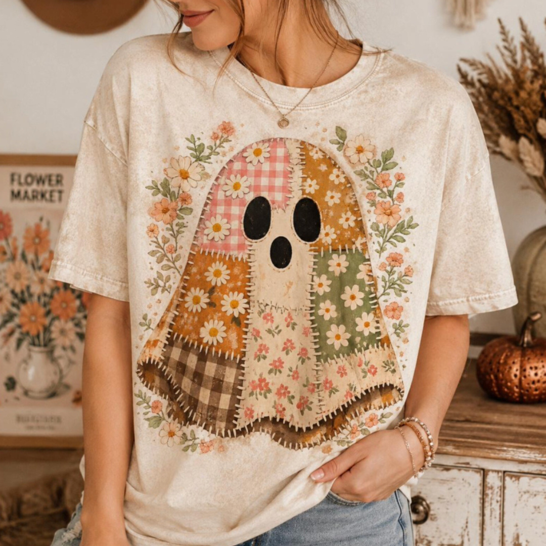 Made to Order | Hippie Vibes Ghost Printed Graphic Tee or Sweatshirt in Multiple Printing Options on Ivory or Black