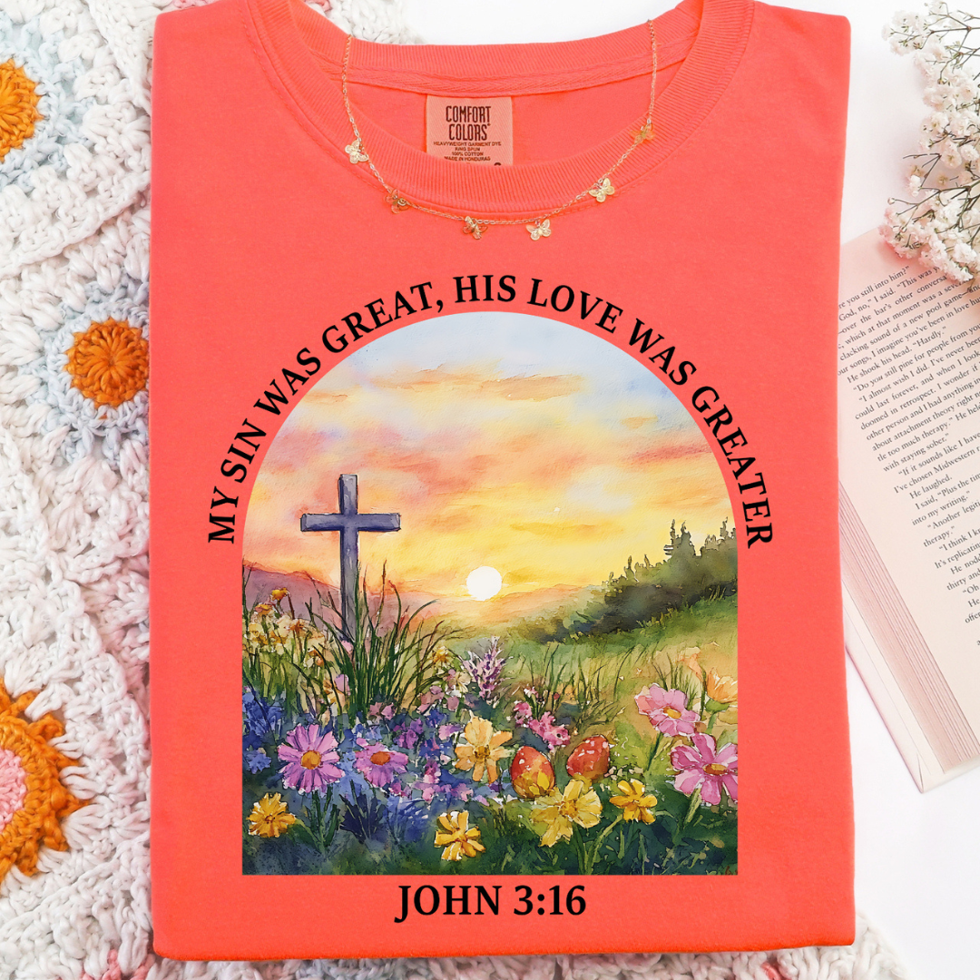 Made to Order | His Love Graphic Tee or Sweatshirt in Multiple Printing Options on Salmon