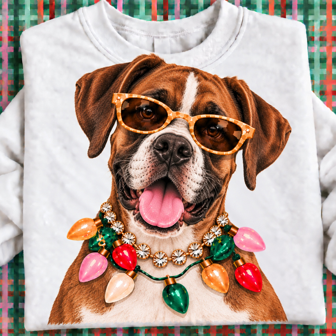 Made to Order | Holiday Boujee Boxer Graphic Tee or Sweatshirt in Multiple Printing Options on White