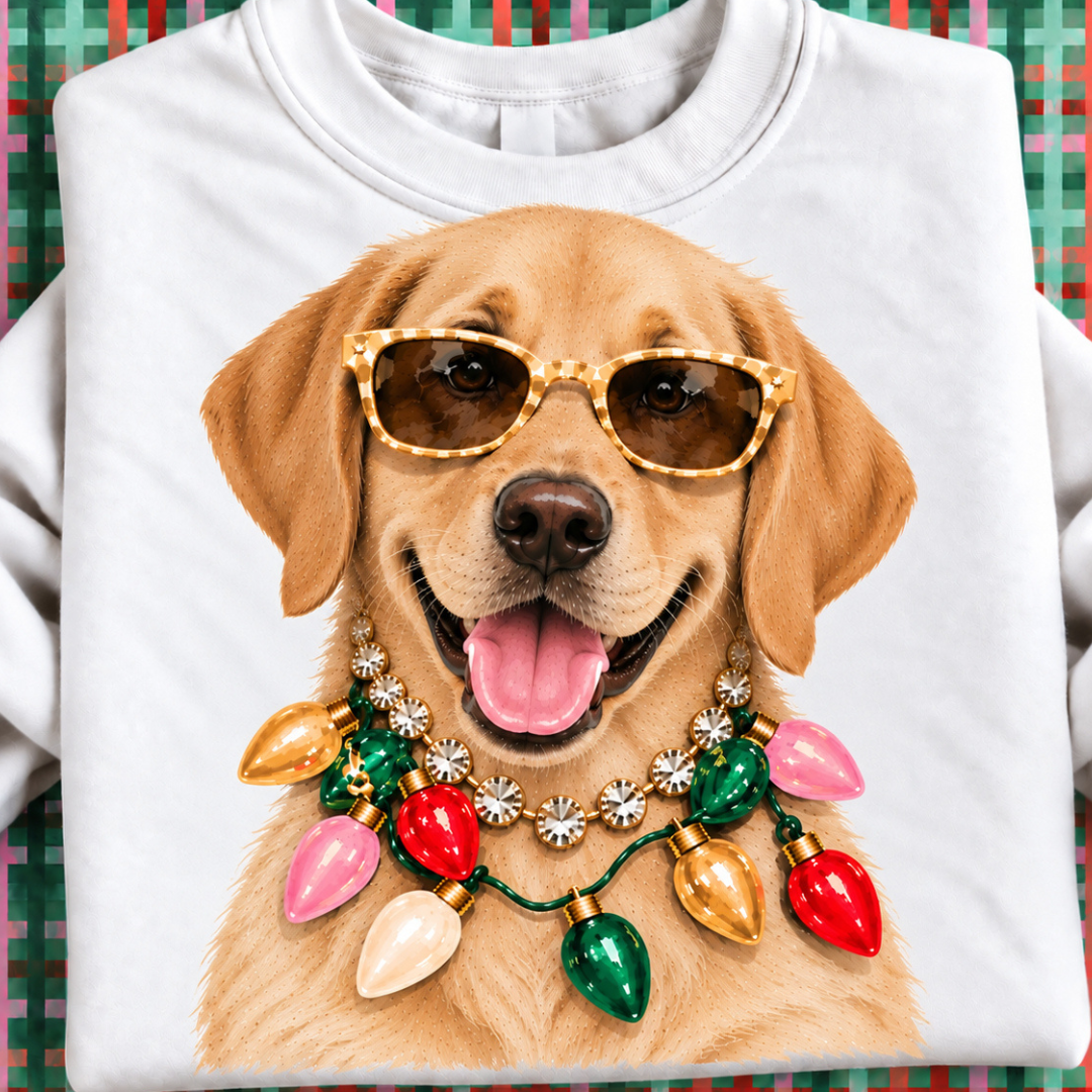 Made to Order | Holiday Boujee Yellow Lab Graphic Tee or Sweatshirt in Multiple Printing Options on White