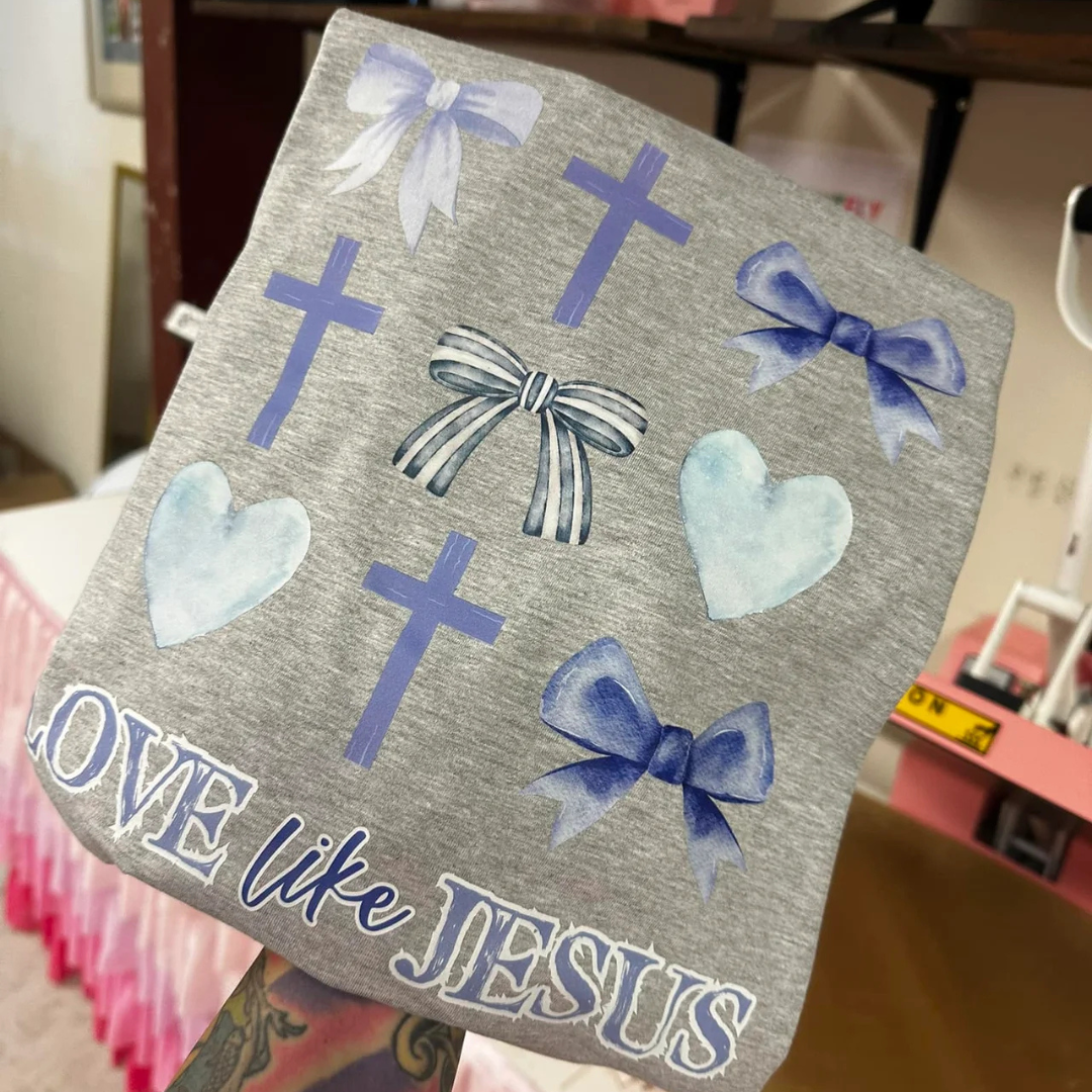Made to Order | Love Like Jesus Graphic Tee or Sweatshirt in Multiple Printing Options on Sport Grey