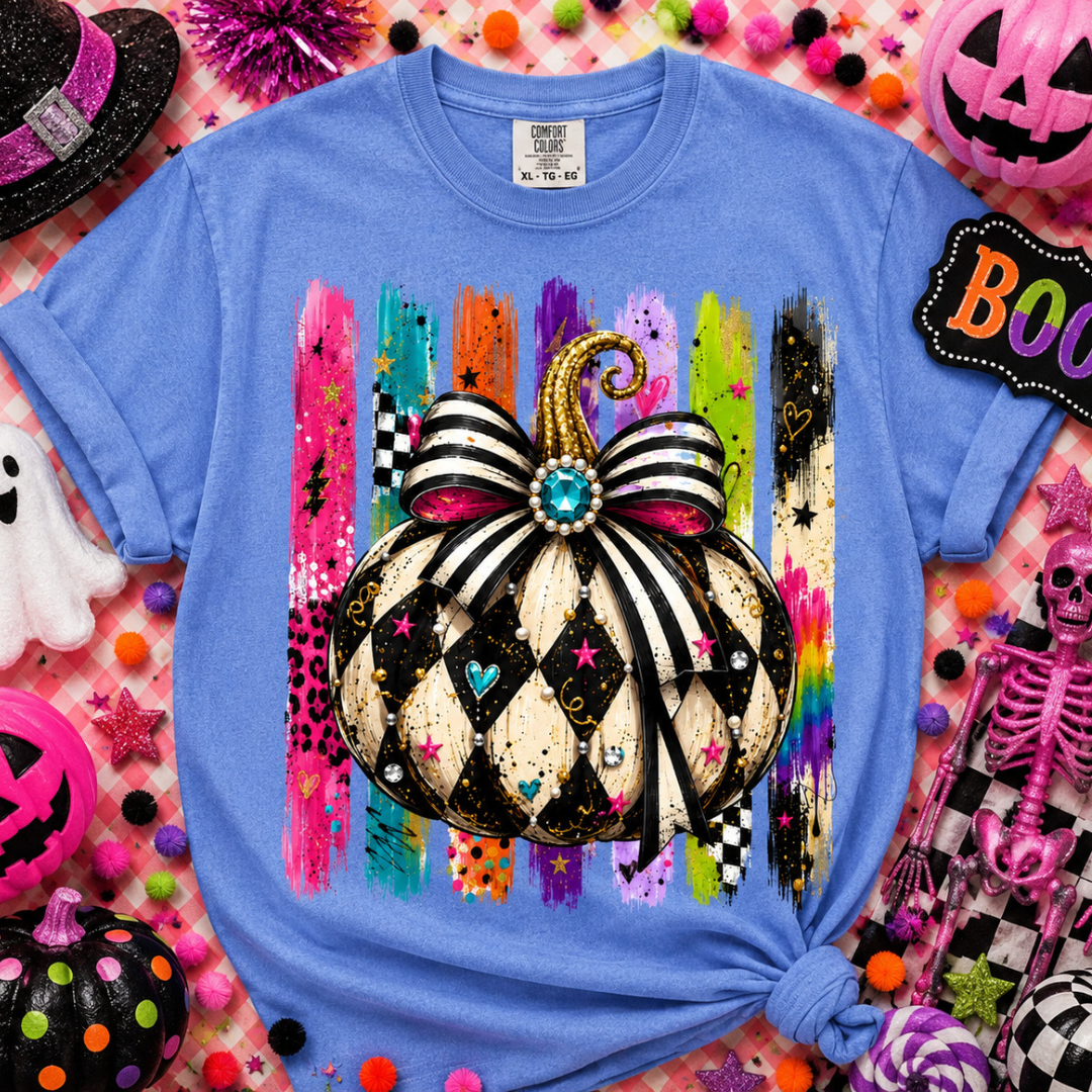 Made to Order | Mackenzie Pumpkin Graphic Design Tee or Sweatshirt in Multiple Printing Options on Blue