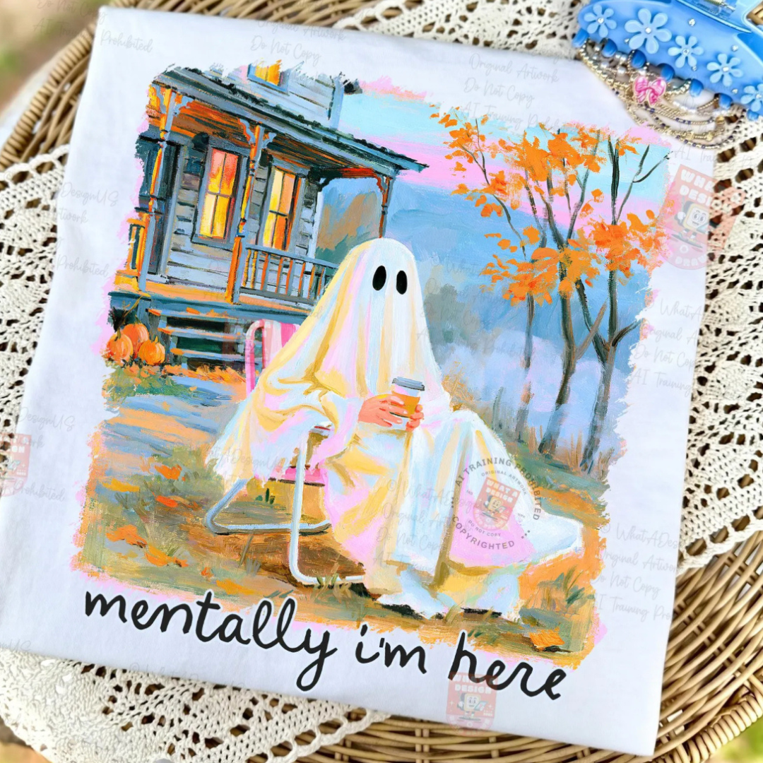 Made to Order | Mentally Here Design Tee or Sweatshirt in Multiple Printing Options on White
