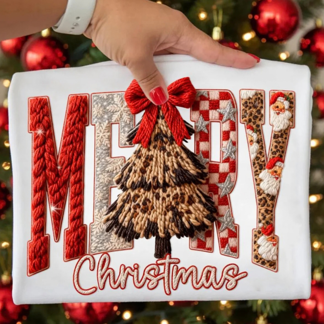 Made to Order | Merry Fun Red/Brown Graphic Tee or Sweatshirt in Multiple Printing Options on White