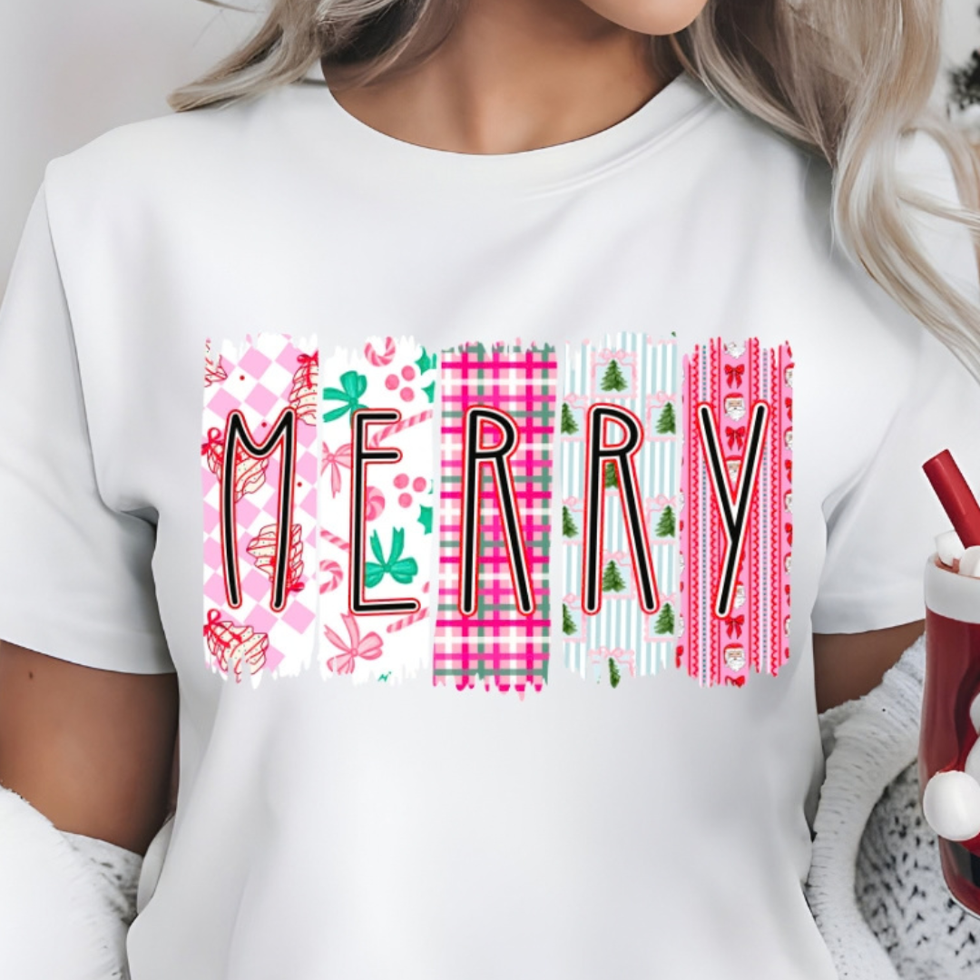 Made to Order | Merry Peppermint Graphic Tee or Sweatshirt in Multiple Printing Options on White