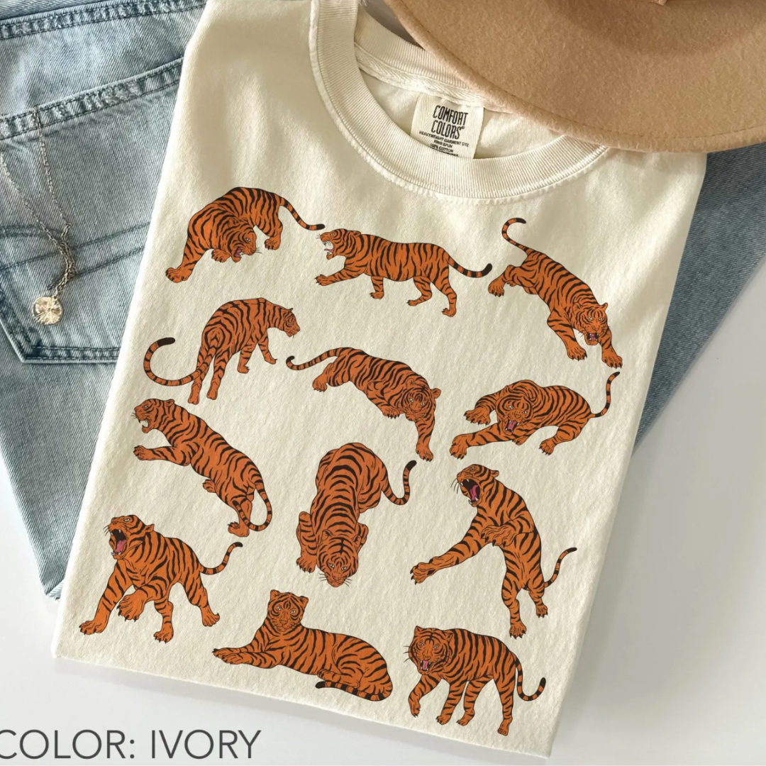 Made to Order | Multi Bengal Graphic Design Tee or Sweatshirt in Multiple Printing Options on Ivory