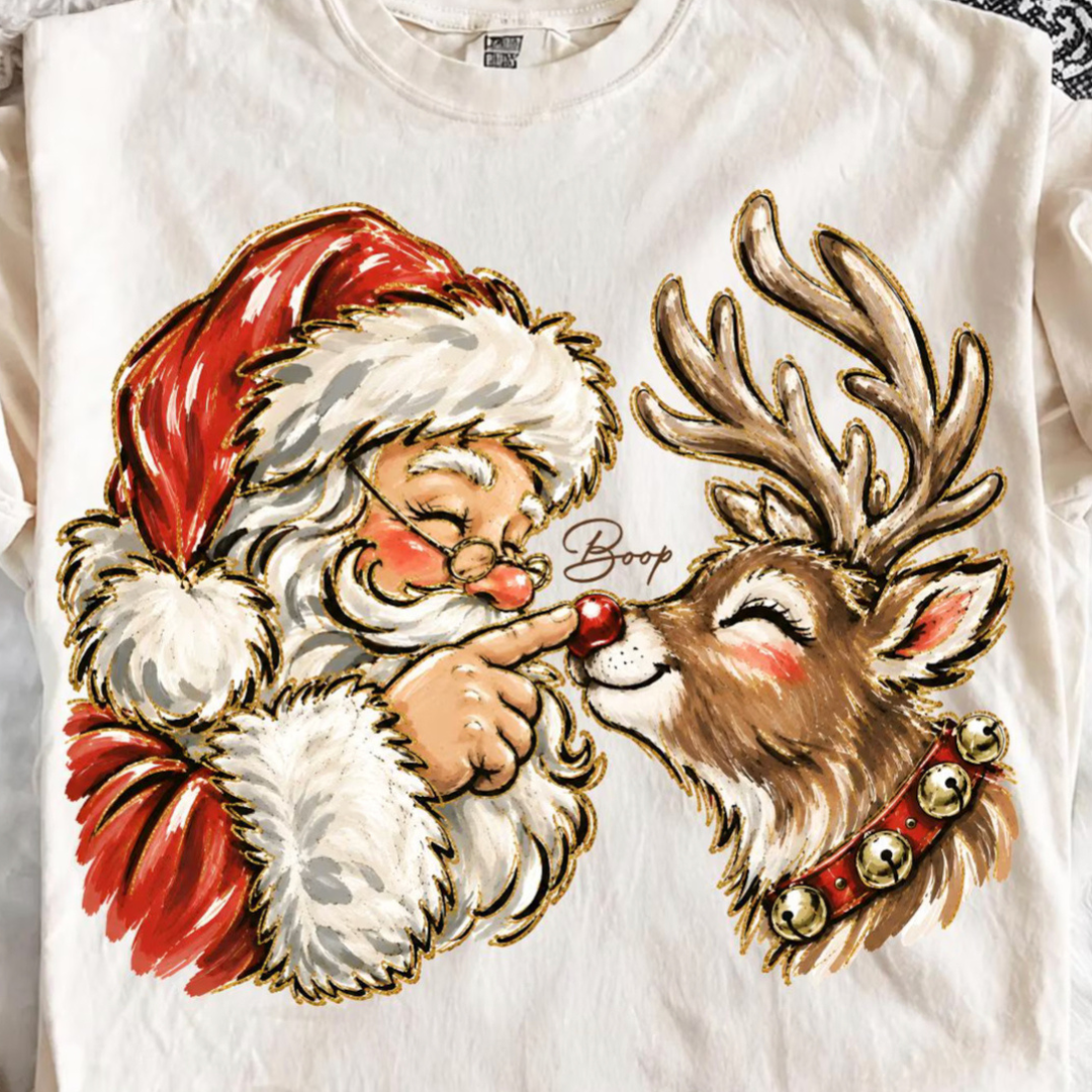 Made to Order | Santa Boo-p Graphic Tee or Sweatshirt in Multiple Printing Options on Ivory