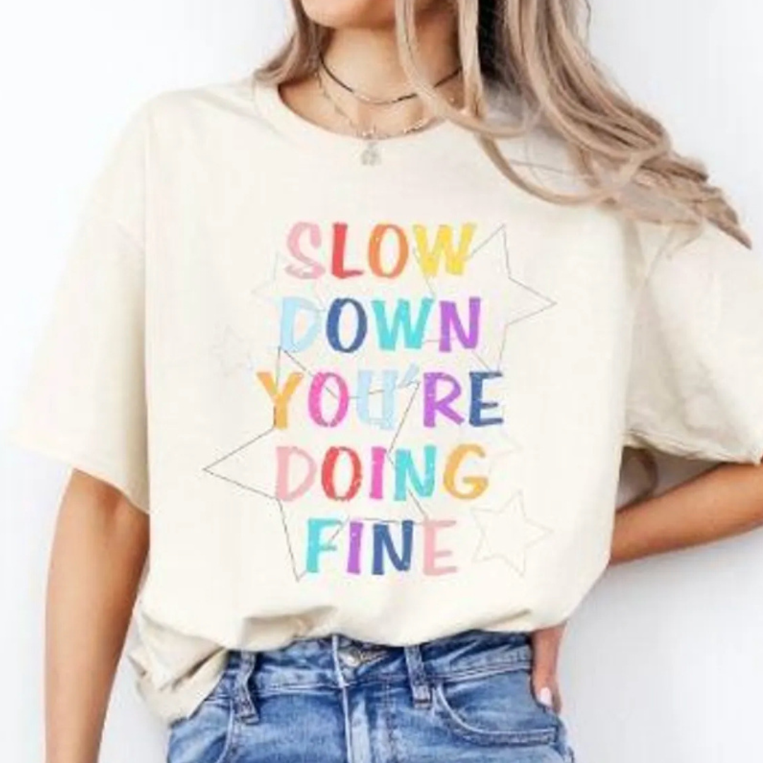 Made to Order | Slow Down Graphic Tee or Sweatshirt in Multiple Printing Options on Ivory