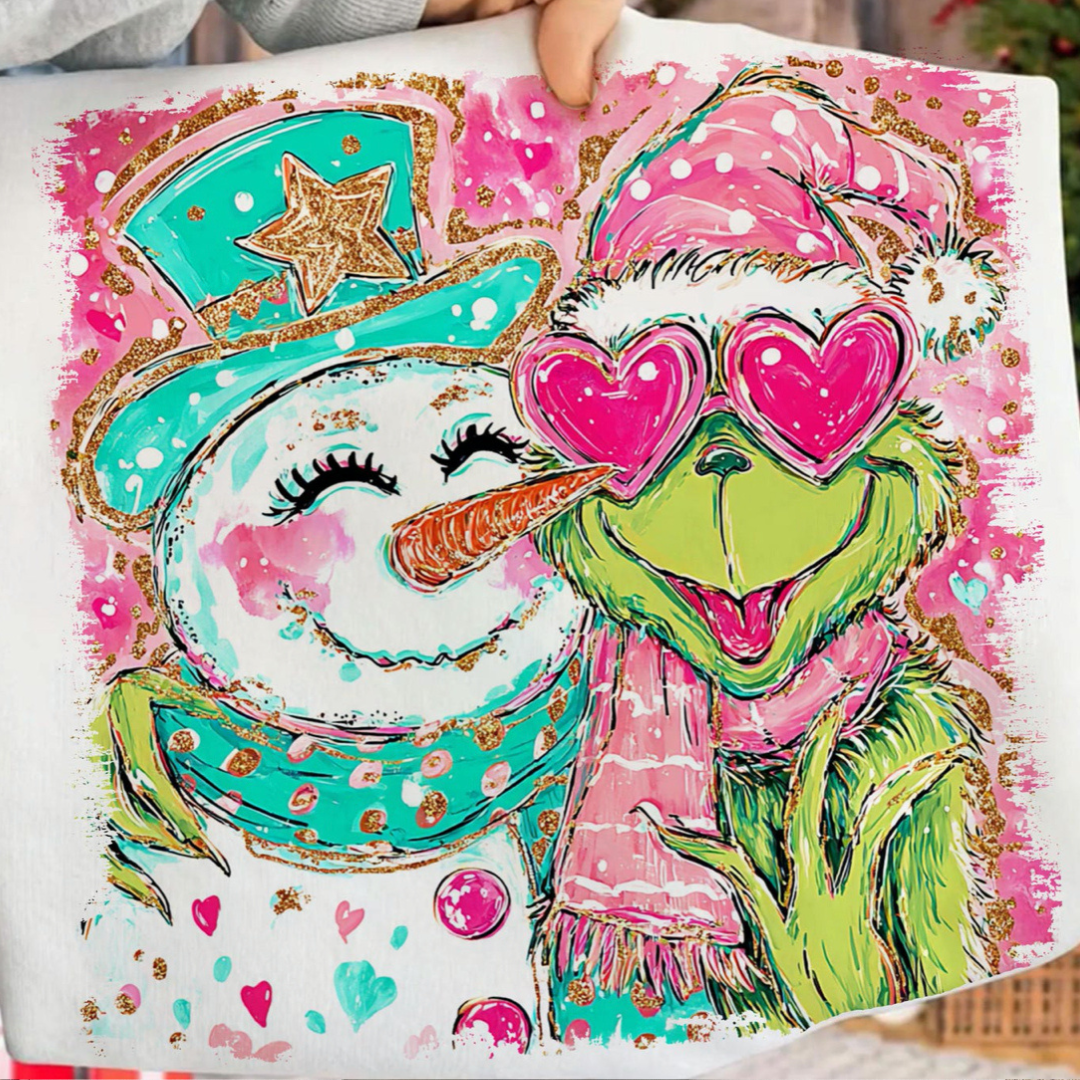 Made to Order | Snowman Love Graphic Tee or Sweatshirt in Multiple Printing Options on Ash Grey
