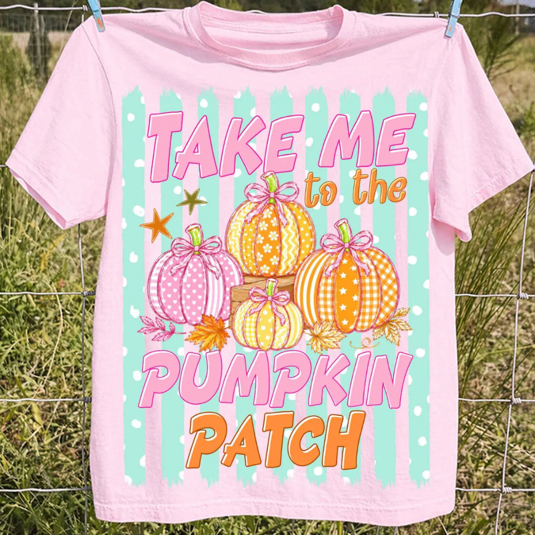 Made to Order | Take Me to the Pumpkin Patch Pastel Graphic Tee or Sweatshirt in Multiple Printing Options on Pink or Yellow