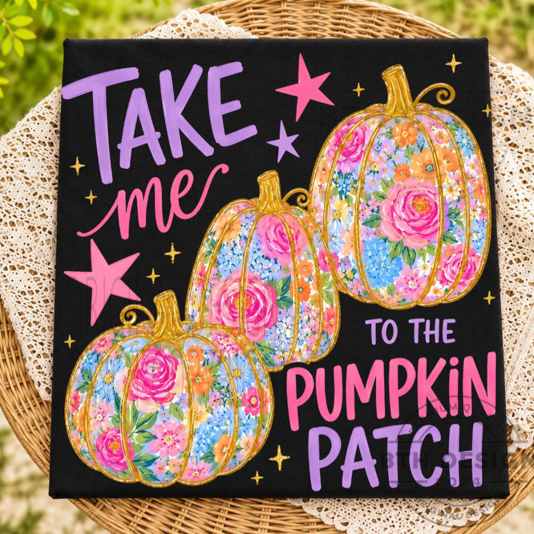 Made to Order | Take Me to the Pumpkin Patch Star Graphic Tee or Sweatshirt in Multiple Printing Options on Black
