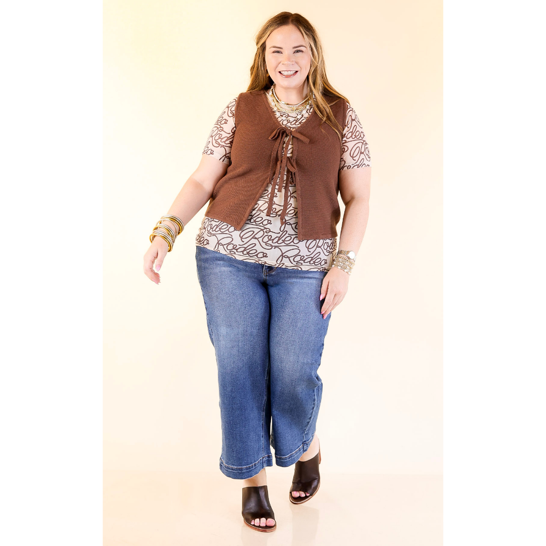 Main Attraction Bow Tie Front Sweater Vest in Chocolate Brown