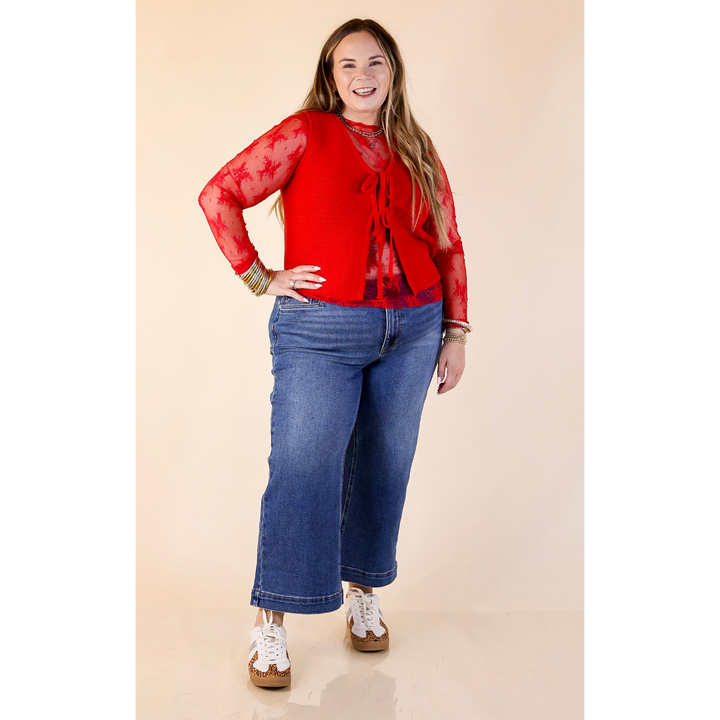 Main Attraction Bow Tie Front Sweater Vest in Red