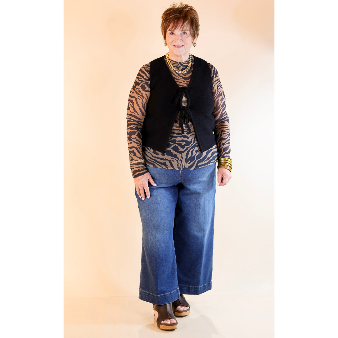 Main Attraction Bow Tie Front Sweater Vest in Black