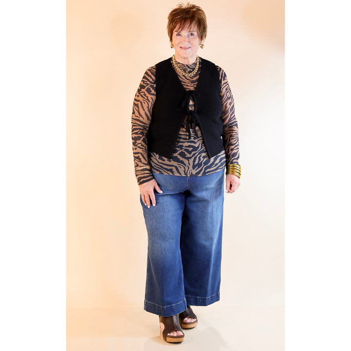 Main Attraction Bow Tie Front Sweater Vest in Black