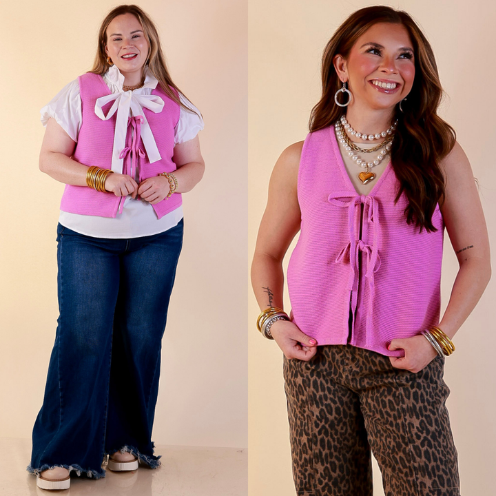 Main Attraction Bow Tie Front Sweater Vest in Purple