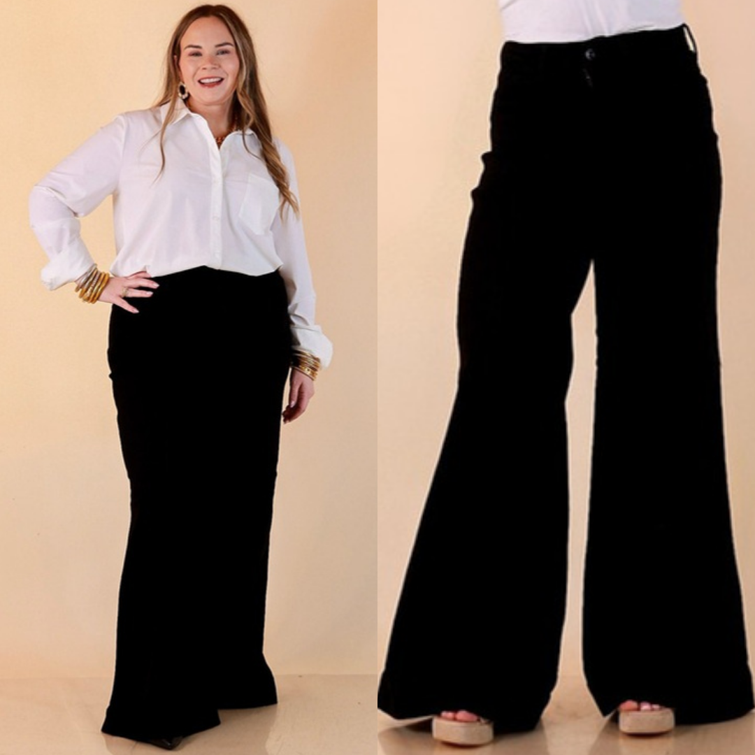 Make a Statement palazzo wide leg jeans in black