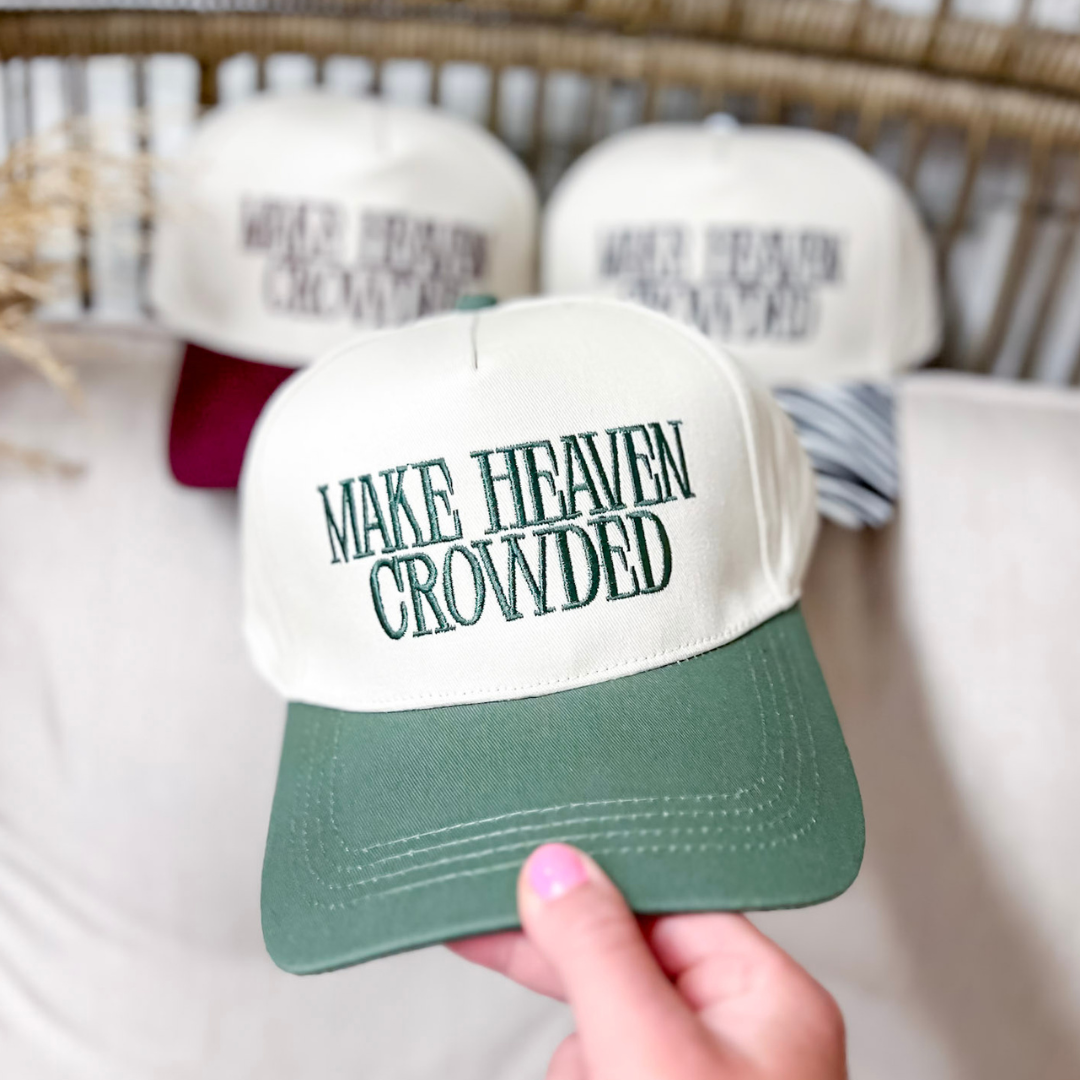 Make Heaven Crowded Two Tone Canvas Trucker Cap in Multiple Color Options
