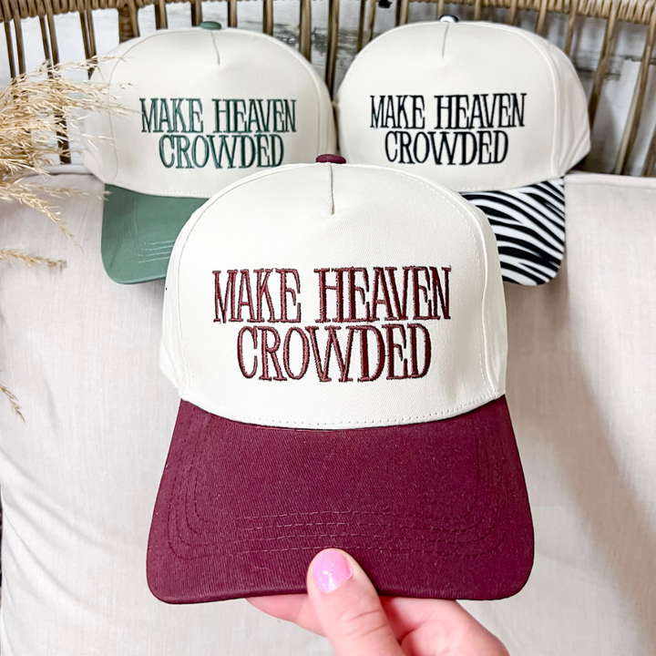 Make Heaven Crowded Two Tone Canvas Trucker Cap in Multiple Color Options