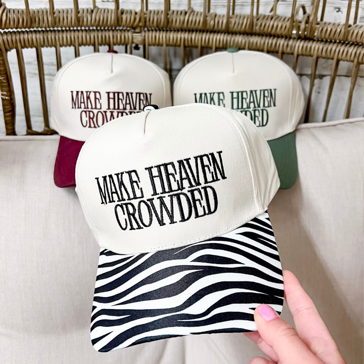 Make Heaven Crowded Two Tone Canvas Trucker Cap in Multiple Color Options