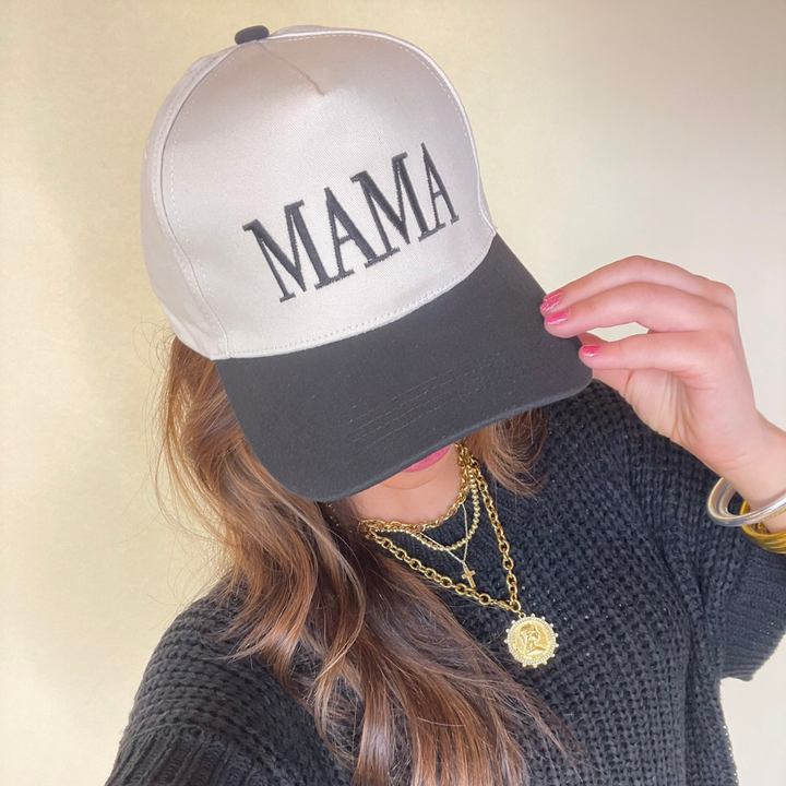 Mama Two Tone Canvas Trucker Cap in Multiple Color Options