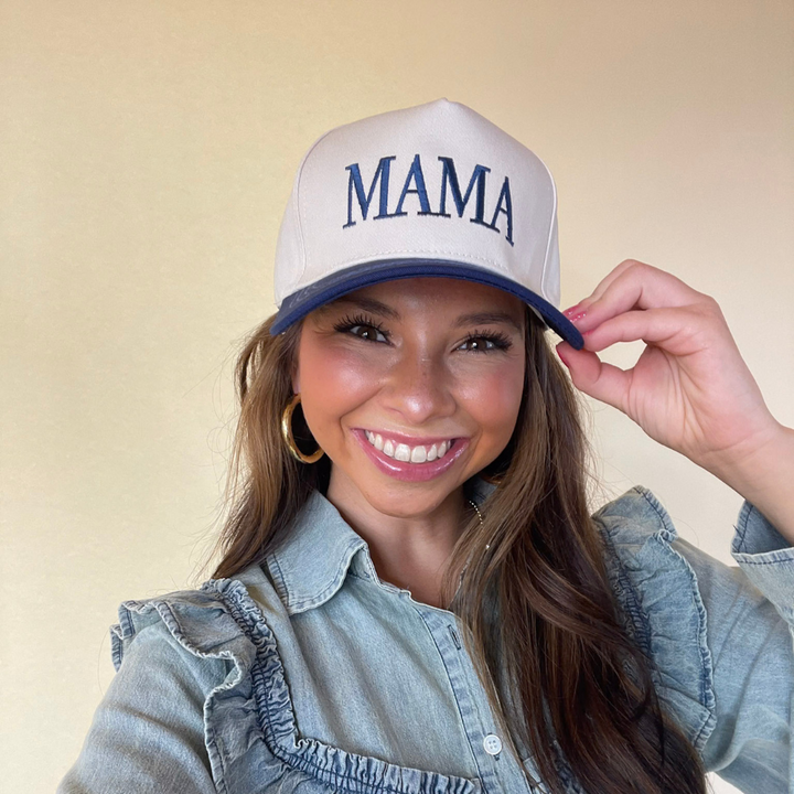 Mama Two Tone Canvas Trucker Cap in Multiple Color Options