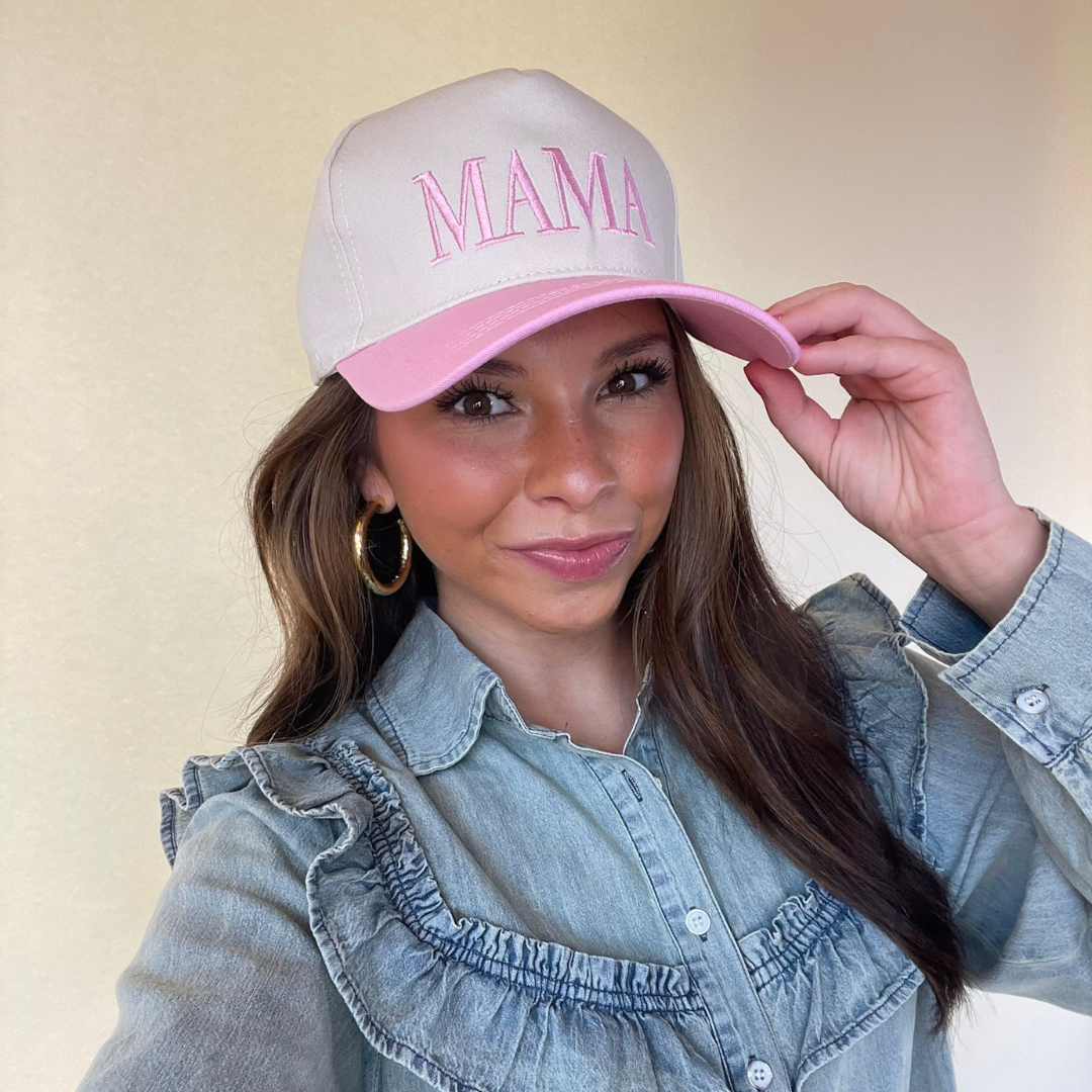 Mama Two Tone Canvas Trucker Cap in Multiple Color Options