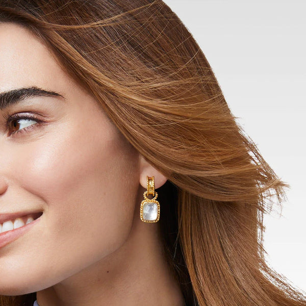 Julie Vos | Marbella Gold Hoop Earrings & Charm in Iridescent Clear