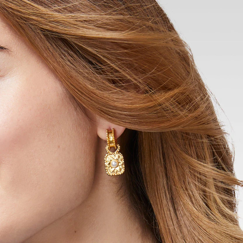 Julie Vos | Marbella Gold Hoop Earrings & Charm in Iridescent Clear - Giddy Up Glamour Boutique