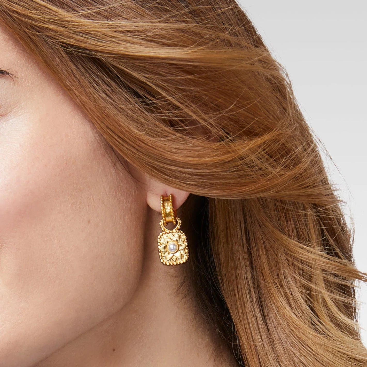 Julie Vos | Marbella Gold Hoop Earrings & Charm in Obsidian Black - Giddy Up Glamour Boutique