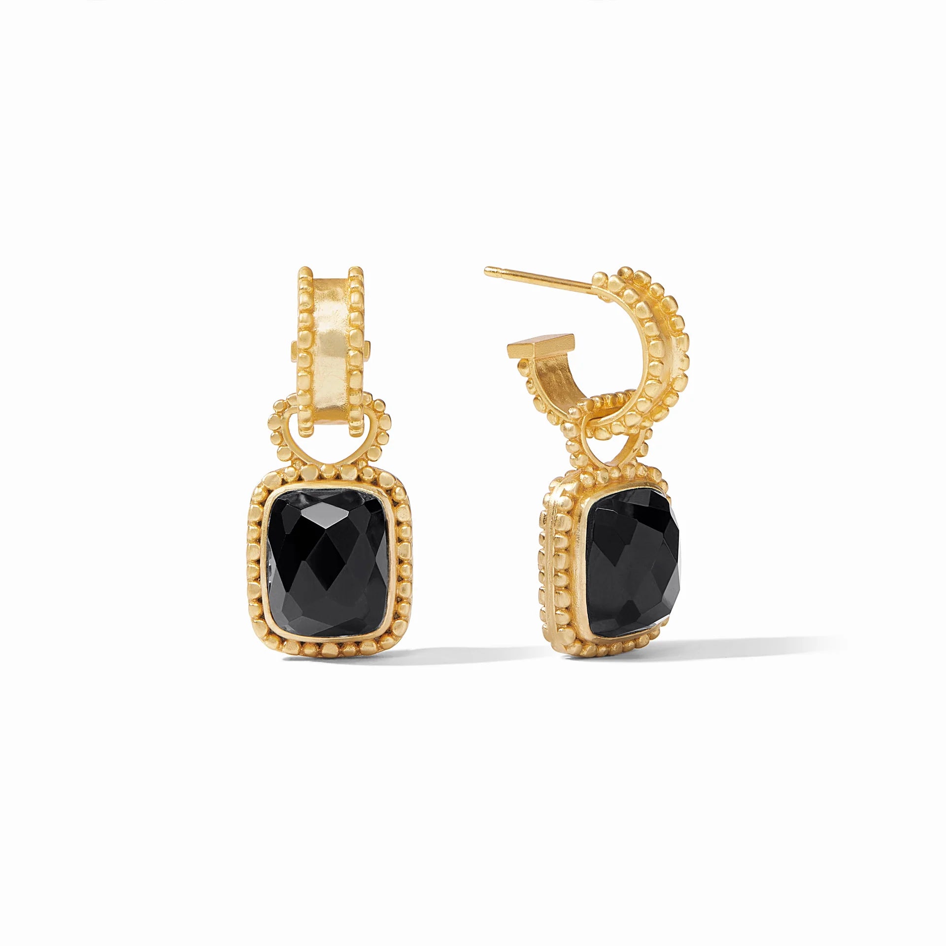 Julie Vos | Marbella Gold Hoop Earrings & Charm in Obsidian Black - Giddy Up Glamour Boutique