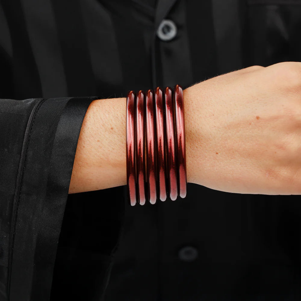 BuDhaGirl | Set of Six | All Weather Bangles in Merlot