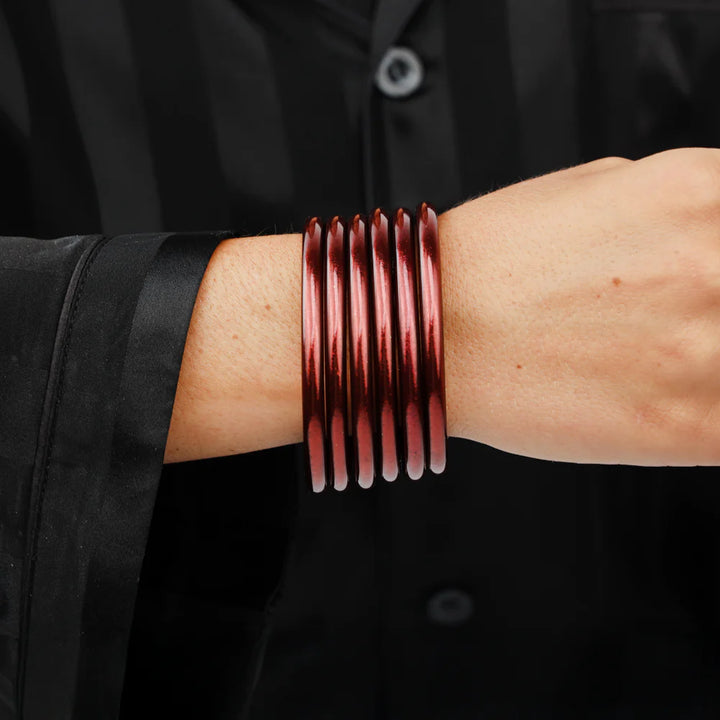 BuDhaGirl | Set of Six | All Weather Bangles in Merlot