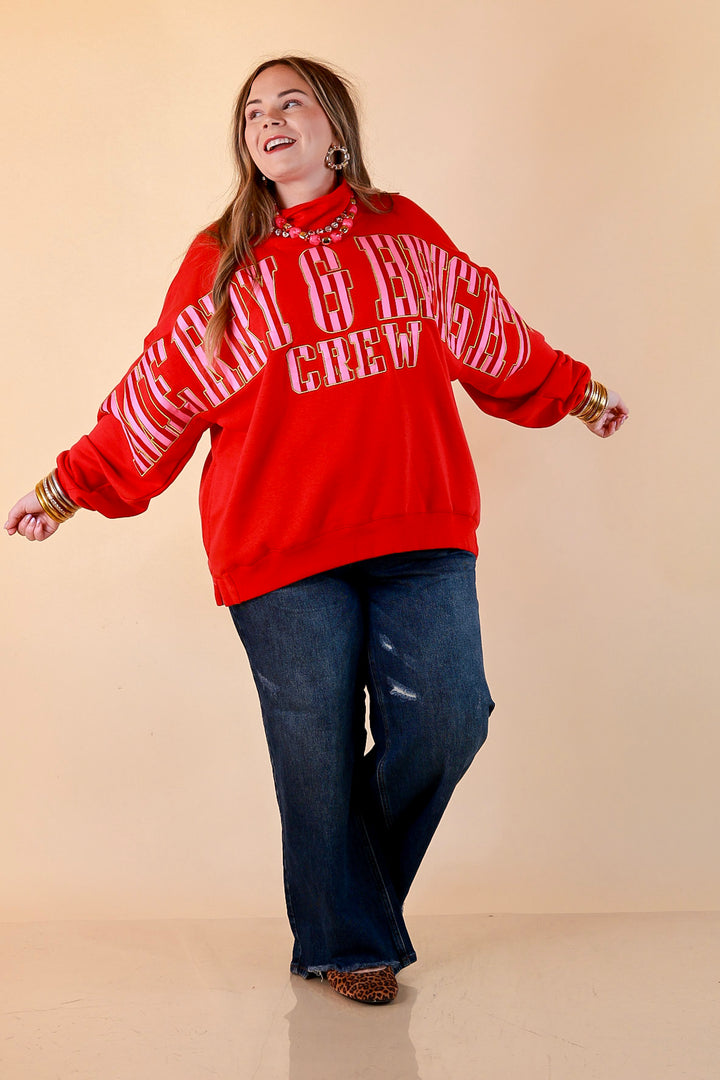Merry Company Merry and Bright Crew Sweatshirt in Red