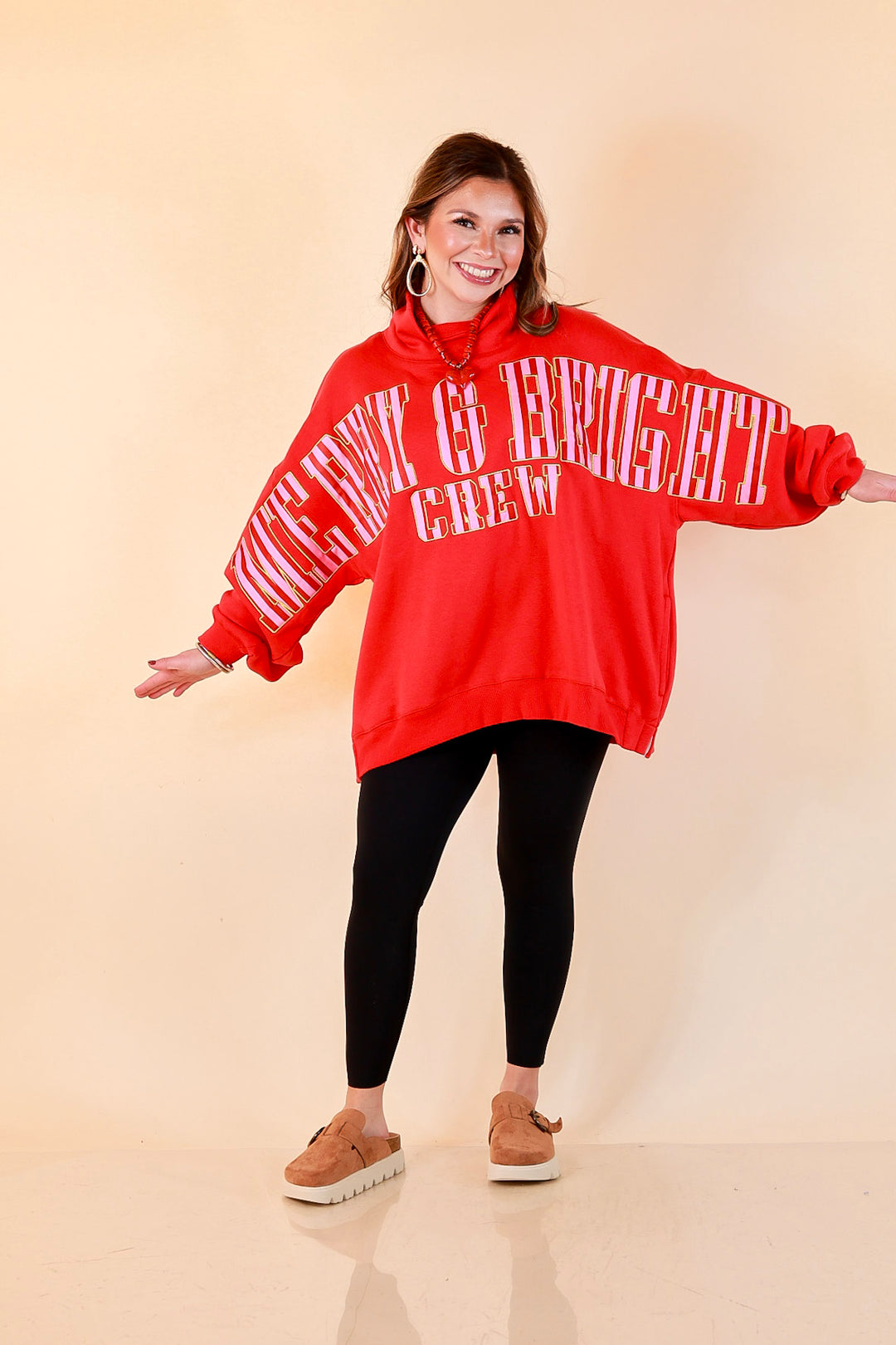 Merry Company Merry and Bright Crew Sweatshirt in Red