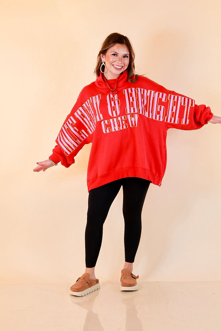 Merry Company Merry and Bright Crew Sweatshirt in Red