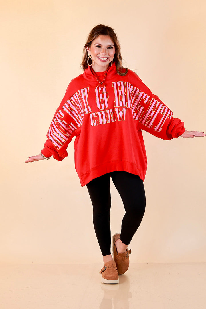 Merry Company Merry and Bright Crew Sweatshirt in Red